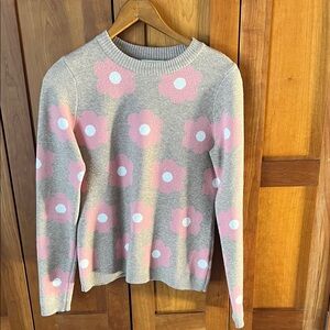 Cynthia Rowley Gray and Pink Floral Sweater
